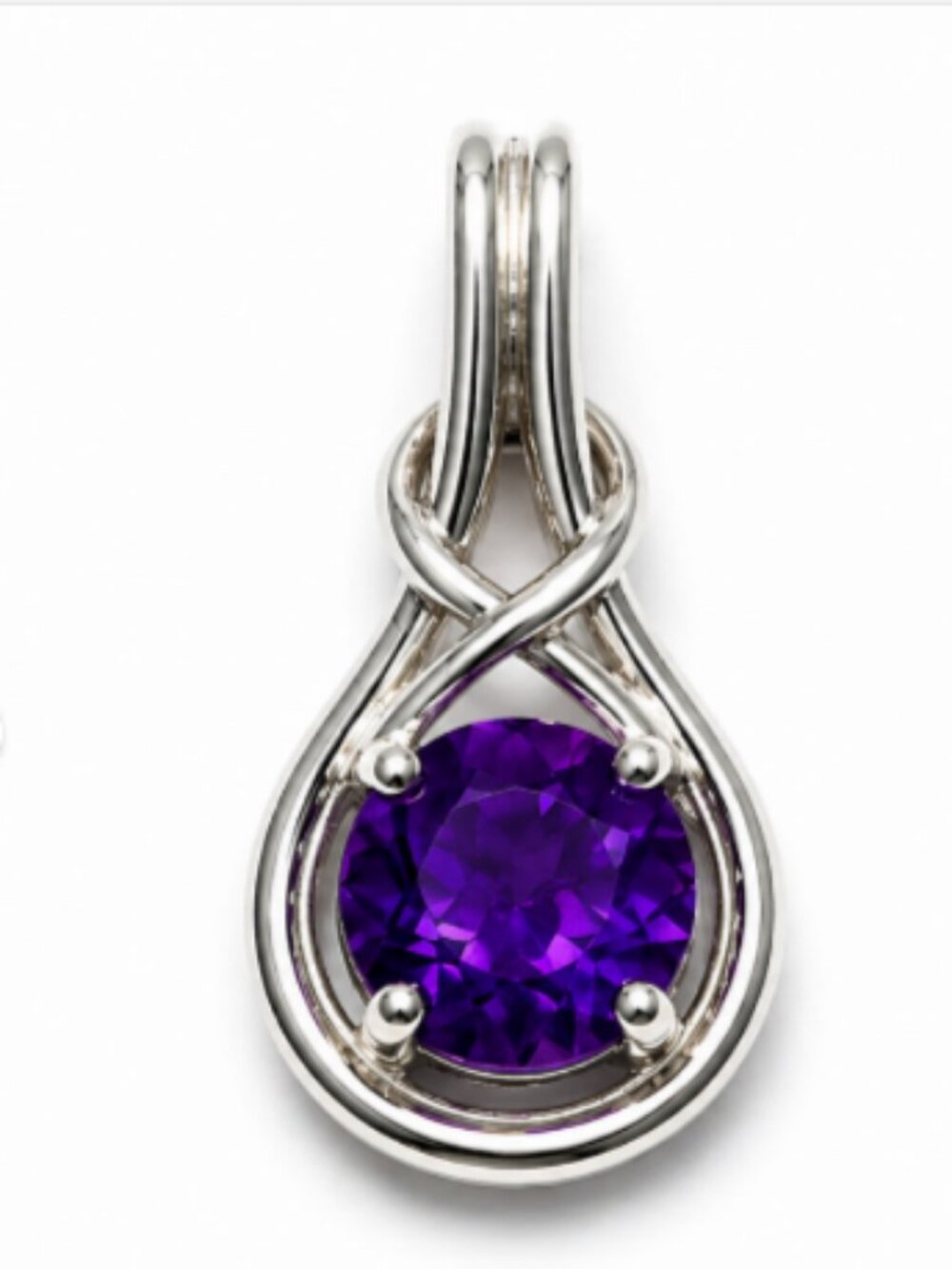 14k ANGARA 1.7 Ct Natural Amethyst Pendant Necklace Solid White Gold AAAA w/COA